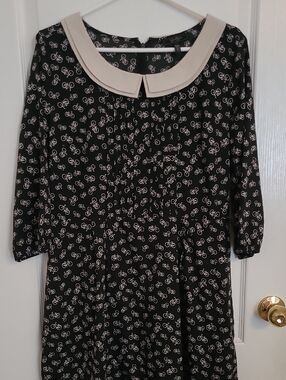 Jessica Simpson Black Dress with Cream Peter Pan Collar